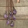 Pendanthalsband NM35268 RAW AMETHYST CRYSTAL NECKLACE grov hippie Gypsy smycken Witchy Electroformed Boho Layering233q