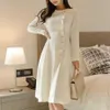 Elegante vestido branco feminino casual botão a linha vestido fino escritório senhora pista designers outono alta moda vestidos senhoras sh190901252w