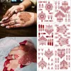 Diğer Dövme Malzemeleri 10 Pc Set Maroon Renk Kına Çıkartmaları El Kahverengi Kırmızı Dövme Su geçirmez Geçici Mehndi Sahte 230921