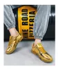 Golden Sneakers Men Women Brand Luxury Designer Shoes Casual Leather Glitter Sneakers Men Flat Hip Hop Skateboard Shoes For Boys Party Dress Shoes