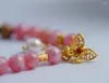 Link Bracelets Sandal 0.6 Bracelet-Match: Rhodochrosite Silver Plated Small Butterfly Pearl Etc. - Simple Elegant And Fresh Beautiful