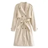 Trenchs de Femmes Mode PU Cuir Long Manteau Pour Femmes Élégantes Ceinture À Manches Longues Lâche Femme 2023 Automne Turn Down Col Extérieur