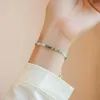 Charm Armband Minar Chinese Style Transparent grön färg Kristall naturstensträng för kvinnor 14K guld koppar pärlstav armband