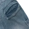 Marca de moda de rua alta ins lavado luz falso duas peças tubo reto solto perna larga jeans46bh