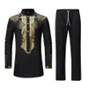 Full Sleeve Luxury Man Shirt Trousers Set 3D Print African Style Hip Hop Street Wear Male Dashiki Shirt Tops Bazin Riche Outfit321l