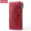 Money Clips KAVIS Women's Wallet Genuine Leather Long Clutch with RFID Blocking Cards Holder Zip Coin Purse Large Capacity Cell Phone Bags Q230921