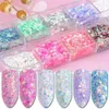 Nagelglitter 12GridBox Zeemeermin Pailletten Nagelglittervlokken Gemengde zeshoek Sparkle Plakjes Paillette Decoratie 3D Neon Manicure-accessoire J67 # 230921