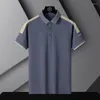 Herren-T-Shirts, Poloshirt, kurzärmeliges T-Shirt, Sommer-Eis-dünnes Revers, halbärmelige Papas Business-Casual-Modekleidung