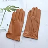 Cinq doigts gants hommes en peau de mouton conduite couleur unie mince simple cuir sans doublure écran tactile mode ondulation moto 230921