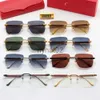 Designer Catier Glasses Cycle Luxurious Fashion Sports Polarize Sunglasses Brands Men Women New Vintage Driving Beach Red Clear Golden Rimless Square Sun Glasses