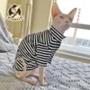 Cat Costumes Hairless Cat Clothes Pure Cotton Striped Bottoming Shirt Sphynx Devon Pet Anti-hair Loss Clothes Cat Clothes HKD230921