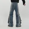 Jeans pour hommes FEWQ bouton en métal conception jambe large lâche plancher Slam pantalon fendu ourlet mâle pantalon mode coréenne 24X1484 230920