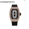 Montre Richardmill Montres mécaniques Richar Milles Dames #039; Ensemble de diamants neige onyx en or rose Rm0701 frj