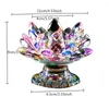 Castiçais flor de lótus quartzo cristal pureza multicolor alto pés estatuetas castiçal titular lembrança
