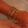 Bangle Miniamlist Men Bransoletka złota biżuteria w stylu ulicznym stali nierdzewnej 316L 18K platowany łańcuch kubański dla kobiet 230921