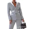 Womens Two Piece Pants Wepbel byxor passar Kvinnor Set Outfits Casual Y2K Business Coat and Blazer Suits raka rockar 230921