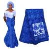 Tissu africain nigérian en dentelle pour mariage, tissu à lacets de mariée bleu violet, tissu en dentelle suisse française, entier BF0033327y, 2020