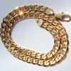 24 Yellow Solid Gold AUTHENTIC FINISH 18 k stamped Chain 10 mm fine Curb Cuban Link necklace Men's Made In288u