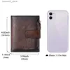 Money Clips Men's Genuine Leather Wallet Vintage Short Multi Function Business Card Holder RFID Blocking Zipper Coin Pocket Money Clip Q230921