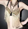 Stage Wear Ladies Sexy Fringe Nit Tassle Belly Dance Costume Bra Tańca Konkurs Performamce Bollywood Nightclub