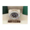 Top luxury gold diamond watch 43mm men's automatic mechanical watchs Roman numeral black dial double calendar automatics d224S