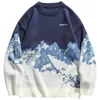 Maglioni da uomo Snow Mountain maglione lavorato a maglia da uomo Streetwear Hip Hop Harajuku Pullover Maglieria Top 2023 Winter Fashion Jumper Vintage