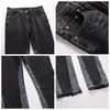 Jeans pour hommes Vintage Patchwork évasé Y2k Streetwear jambe large pantalon en jean Hip Hop noir Colorblock coupe ajustée pour hommes 230920