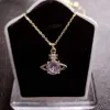 Designer Fashion Viviene Westwoods Bull Goods version av Empress Dowager Diamond Saturn Necklace Womens Pendant Valentines Day Gift