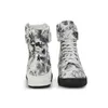 Stiefel Männer Frauen Schuhe Schnüren Bequeme Atmungsaktive Für Echtes Leder Punk Print Floral Verziert Weiß