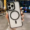 Clear Acrylic Magnetic Phone Case Cover Career Back Cover for iPhone 15 15Pro 15Plus 15 Pro Max 14 13 12 11 XR متوافق مع صندوق البيع بالتجزئة Magsafe Charger