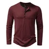 Men s T Shirts Cotton Henley Shirt Long Sleeve Basic Casual Band Collar T Shirts 230921