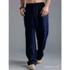 Pantalon ample en coton pour hommes, grande taille 3xl 4xl 5xl, décontracté, respirant, droit, faible attente, pantalon en lin pour hommes