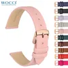 Bracelets de montre WOCCI Bracelet de montre en cuir véritable 8mm 10mm 12mm 14mm 16mm 18mm 20mm Bracelet pour dames boucle en acier inoxydable Bracelet de remplacement 230920