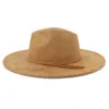 Hoeden met brede rand Emmerhoeden Suède hoge hoed 9,5 cm brede rand Fedorahoed Heren Dames Herfst Winter Vilt Jazzhoeden Klassiek Kerk Fedora Chapeau Sombrero Mujer 230921