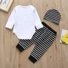 Kleidung Sets Baby Junge Mädchen Halloween Kleidung geboren Säugling Baumwolle Brief Drucken Langarm Tops Streifen Hosen Hut 3 Stück anzüge 230920