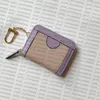 Trendy Interlocking Card Holder For Women's Small Leather Good Coated Canvas Card Purse made with Genuine Leather Trim