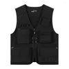 Gilet da uomo Gilet classico multi-tasca da uomo Senza maniche casual Cappotto in tinta unita Gilet da lavoro Pographer Giacca tattica in rete