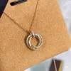 Chains 2023 Trend Brand Pure 925 Sterling Silver Jewelry Necklaces For Women 5A Zircon Wedding Round Pendant Rose Gold Classics