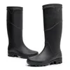 Bottes de pluie 39-46 bottes de pluie pour hommes hauteur imperméable 43 cm à semelle plate en PVC à enfiler mi-mollet chantier chaussures imperméables pour hommes Hy29 230920