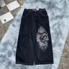 Men's Jeans Streetwear Jnco Y2k Hip Hop Cartoon Graphic Print Vintage Baggy Black Pants Men Women High Waist Wide Leg Trousers