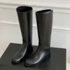 fashion leather zipper Knee boots Ladies low-heeled biker Knight Boots Designer booties women