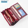 Pinces à billets cadeau gratuit en cuir véritable portefeuilles pour femmes longues dames portefeuille avec double fermeture éclair pochette sac d'argent Design sac à main sacs à main de mode VK-AE501 Q230921