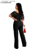 Kvinnors jumpsuits rompers Summer Ruffled Collar Long Pants One Piece Black One Piece Jumpsuit Elegance Casual Wide Leg Rompers Overalls For Women 2022 L230921