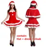 Theme Costume Ladies Christmas Sexy Dresses Girls Fashion Red Tops Hats Costumes Halloween Cosplay Set Party