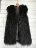 Women's Fur Faux Fur ZADORIN Fashion Winter Mid Long Fluffy Faux Fur Vest Women Colorful Faux Mongolia Sheep Fur Gilet Fake Fur Jackets Women Coats T230921