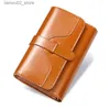 Money Clips Fashion Oil Wax äkta läder plånböcker damer Kort kopplingsväska 3 gånger läder plånbok kreditkort myntpåse rfid q230921
