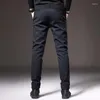 Мужские брюки 2023, осень-зима, повседневные мужские брюки из матовой ткани, плотные деловые рабочие тонкие хлопковые черные, серые брюки, мужские большие размеры 38