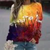 Kvinnors hoodies Autumn Sweatshirts Floral Flower 3D Print Women Fashion Streetwear Long Sleeve Pullovers Tops Y2k Hoodie Woman Clothing