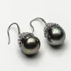 Dangle Earrings Huge Green Tahitian Cultured Pearl Hook Drop