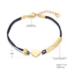 Strand ViiEee acier inoxydable coeur noir corde chaîne couleur or mode Bracelet fermoir mousqueton étanche bijoux pour femmes VB23084